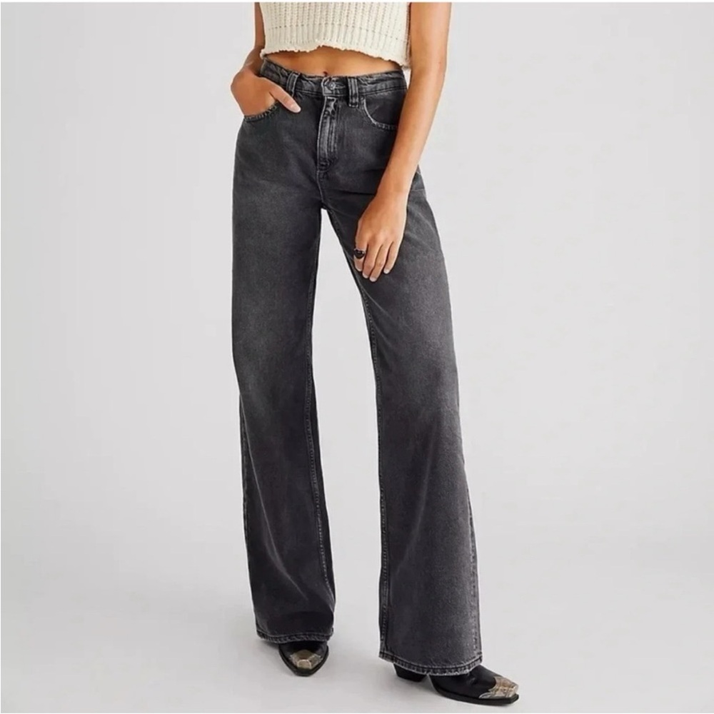 Free People Tinsley Baggy High Rise Straight Leg Jeans Sz 25 x 28.5”